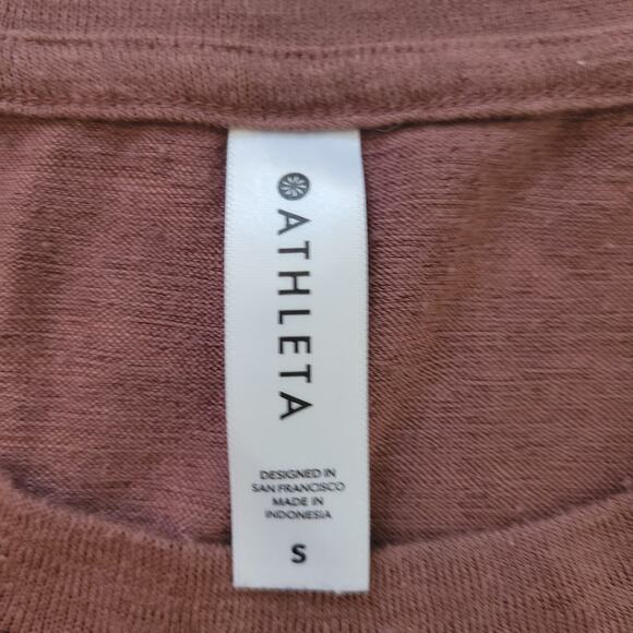 Athleta Size S Mauve Breezy Tank Top Crew Neck Side Split Modal - Picture 6 of 7